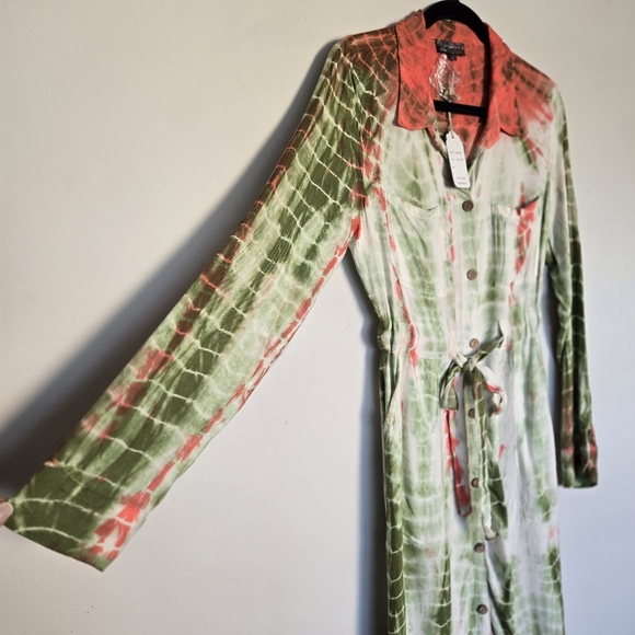 Elegant Tie-Dye Button-Up Midi Dress - Picture 5 of 14